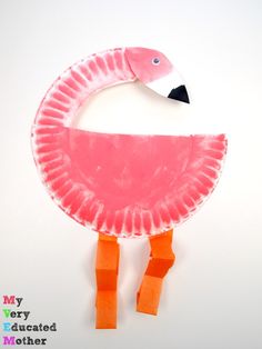 a paper plate shaped like a flamingo