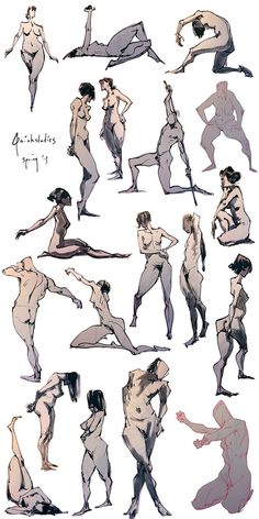 various poses and body shapes for the character