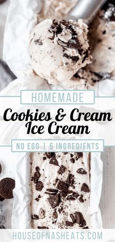 homemade cookies and cream ice cream recipe with text overlay