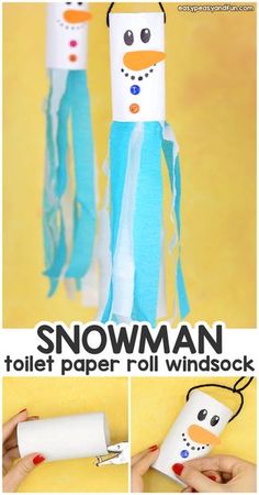 snowman toilet paper roll wind sock craft for kids to do with the toilet paper roll