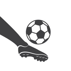 a black and white image of a foot with a soccer ball in the middle of it