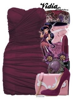 a purple dress and high heel shoes are featured in this fashion ad for the disney movie