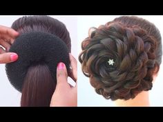 Breaded Bun Hairstyles, Messi Bridal Hairstyle Indian, Jwellary Design For Wedding, Joda Hair Styles For Wedding, Bread Hairstyles, Ladies Hair Style, Hair Designs For Girls, Messy Bun Hairstyle