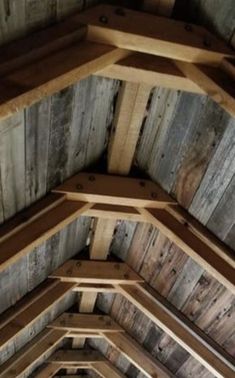 the ceiling is made out of wood planks