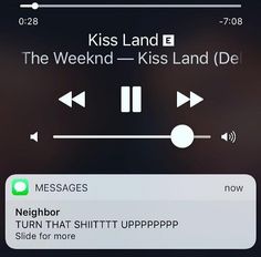 an iphone screen with the message kiss land on it