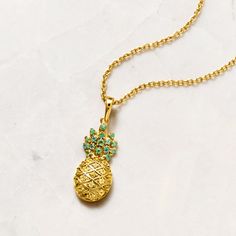 Ross-Simons - .20ct t. w. Yellow Sapphire, .20ct t. w. Emerald Pineapple Pendant Necklace Over Sterling. 18". Freshen up your style with these fancy fruits! Our charming pineapple pendant necklace sparkles with .20 ct. t. w. round yellow sapphires and .20 ct. t. w. round emerald fronds. Symbolic of hospitality and good luck, this playful 18kt yellow gold over sterling silver style will quickly become your main squeeze. Cable chain includes a 2" extender. Springring clasp, emerald and yellow sapp Pineapple Necklace, Emerald Birthstone, Main Squeeze, Silver Style, Yellow Sapphire, Cable Chain, Silver Fashion, Pineapple, Emerald