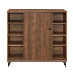 the sideboard is made from wood and has three shelves