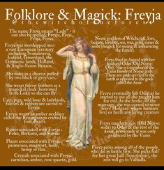 the back cover of folklore and magic freyja, which features an image of a woman