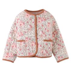 Pink printed quilted jacket, reverses to solid velvet Floral Print Jacket, Baby Boy Tops, Simple Retro, One Piece Outfit, Buy Buy Baby, Print Jacket, Classic Outfits, Set Outfit