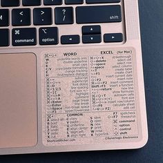 a computer keyboard with some type of words on the key board and keys below it