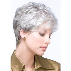 Category:Synthetic Wig; Gender:Women's; Wig Type:Natural Wigs; Occasion:Daily Wear,Party / Evening,Vacation,Birthday,Cosplay Costumes; Age Group:Adults; Color Shade:Gray; Hair Material:Synthetic Hair; Cap Construction:Machine Made; Texture:Curly; Length:Short; Features:Soft,Fluffy,Comfortable,Natural,Party; Heat Resistant:Yes; Listing Date:09/18/2023; Cap Circumference:; Front to Back:; Nape of Neck:; Side to Side Across Forehead:; Side to Side Over Top:; Temple to Temple Across Back:; Hairstyle Short Grey Haircuts, Pixie Wigs, Wigs For White Women, Pixie Cut With Bangs, Curly Pixie Cuts, Grey Wig, Curly Pixie, Short Curly Wigs, Natural Wigs