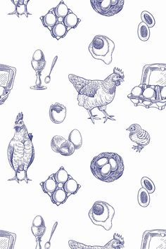 an image of eggs and chickens drawn on paper