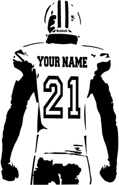 a football player with the number 21 on his jersey and name is shown in black