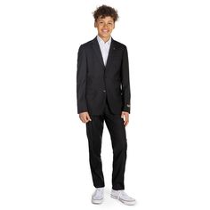 Get him looking sharp for any occasion, no hassle or fuss, with this Boys 10-16 OppoSuits Daily 3-Piece Suit Set - Deep Black. FEATURES 3-Piece set includes Jacket, pants, and tie Jacket: long sleeves, button closure, 1 functional pocket Pants: elastic waistband, ankle length, zipper fly, 2 functional pockets 3; 2 functional side pockets of the pants, 1 functional pocket on the left chest on the blazer 3; 2 functional side pockets of the pants, 1 functional pocket on the left chest on the blazer Slim fit DAILY BLACK: Fashion is always changing, but some outfits are too cool to go out of style. The Daily Deep Black for teens is a fancy way to show you're the perfect mix of fun and play.FABRIC & CARE Polyester, rayon, spandex Machine wash Imported Size: 12. Gender: male. Age Group: kids. Tailored Business Suits With Uniform Style, Business Tailored Suits In Uniform Style, Tailored Business Suits In Uniform Style, Shoes Guide, Daily 3, Black Features, Jacket Long, 3 Piece Suits