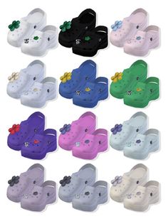 children's shoes with bows and bowknots on the bottom, all in different colors