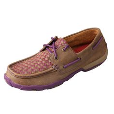 Women's Twisted X Boat Shoe Driving Moc WDM0025 Purple Weave, Boat Shoe