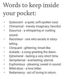 words to keep inside your pocket