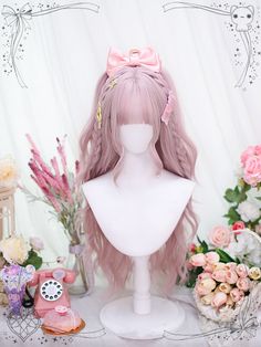 This price is for a wig only, others are not included. SizeFree SizeHair Length70-75 Treehouse Ideas, Air Bangs, Wispy Bangs, Synthetic Wig, Pull Off, Aesthetic Hair, Peach Pink, Synthetic Wigs, Synthetic Fiber