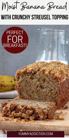 Banana Nut Bread Recipe With Crumble Topping, Banana Bread Recipe With Cinnamon Crunch, Banana Bread Crunch Topping, Cinnamon Walnut Banana Bread, Banana Bread With Crunchy Topping, Cinnamon Strudel Banana Bread, Moist Banana Bread With Streusel Topping, Crumble Topping For Banana Bread