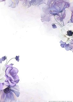 purple and white flowers are in front of a white background