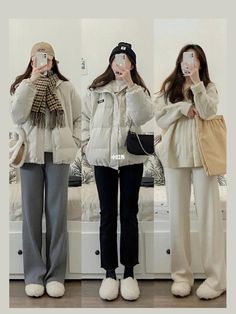 Trouser Winter Outfit Women, Korean Winter Outfits 2023, Kpop Fashion Outfits Winter, Winter Ootd 2023, Kpop Winter Fashion, Codibook Winter, Beige Winter Outfit