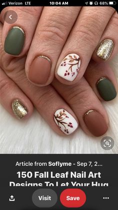 Manicure Fall Nails, Fall Nail Ideas Green, Olive Green Manicure, September Nail Design, Matte Fall Nails Autumn Short, 2024 Fall Nails Short, Round Nail Ideas Fall, Fall Nail Green, November Nail Ideas Short Simple