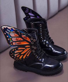 Butterfly Boots, Magical Butterfly, Wing Boots, Butterfly Wing, Aesthetic Shoes, Pretty Shoes, Dreams Come True, Mode Vintage, Character Outfits