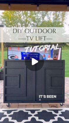 the diy outdoor tv lift is on display