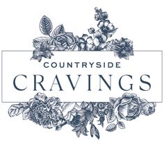 the logo for countyside cravings, with flowers and leaves around it