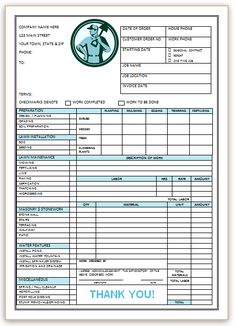 an invoice form with the words thank you and a man's head