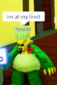 a cartoon character holding a sign that says, i'm at my limit tempestpist