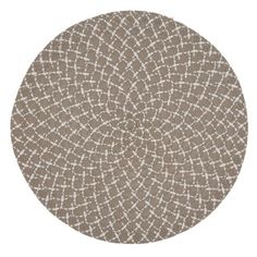 a brown and white circular rug on a white background