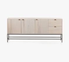 the sideboard is made from wood and metal