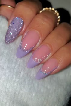 Nails Lilac, Lilac Nails Design, Quinceanera Nails, Hoco Nails, Formal Nails