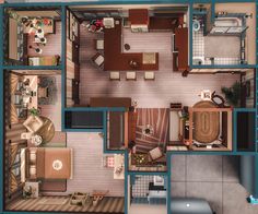 an overhead view of a small apartment