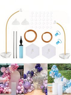 the balloon arch kit includes balloons, candles and other items for making an outdoor party