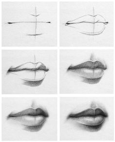 the steps to draw lips with pencils