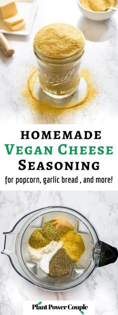 homemade vegan cheese seasoning for popcorn, garlic bread and more