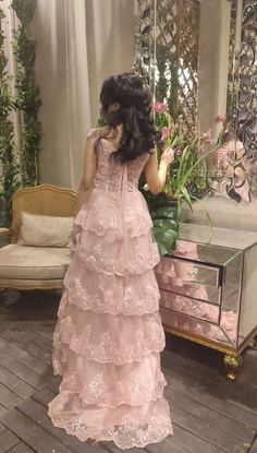 Fitted Sleeveless Dress For Quinceanera, Fitted Sleeveless Gown For Quinceanera, Sleeveless Lace Gown With Ruffles, Bridgerton Prom Dresses, Tiered Dresses For Debutante Ball, Off-shoulder Summer Corset Dress For Prom, Sleeveless Quinceanera Dresses, Pink Tiered Dress For Formal Occasions, Formal Tiered Pink Dress