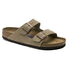 Arizona Suede Leather Soft Footbed Taupe | BIRKENSTOCK Birkenstock Men, Beige Sandals, Two Strap Sandals, Summer Shopping, Calf Muscles, Footbed Sandals, Birkenstock Sandals, Zermatt, Eva Longoria