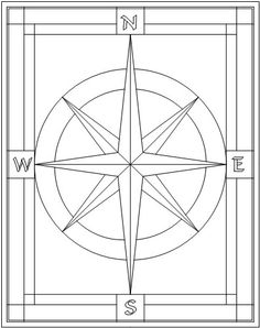 a compass is shown in the middle of a square, with two lines on each side