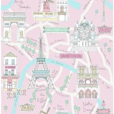 an illustrated map of paris with the eiffel tower