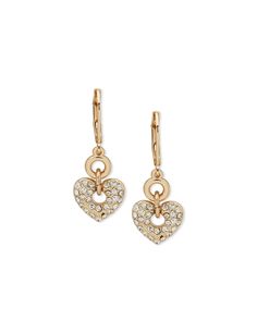 Double Heart Motif Earring - Gold/Crystal Jewelry The Jewelry Group Heart Motif, Double Heart, Gold Crystal, Earings Piercings, Heart Charm, Gold Earrings, Gold Tones, Crystals, Gold