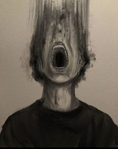 a drawing of a person with their mouth open