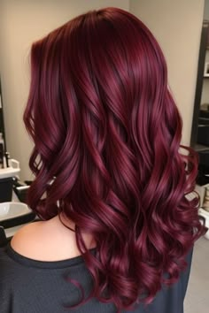 Wine Hair Color, Dark Red Hair Color, Red Hair Inspiration, Rambut Brunette