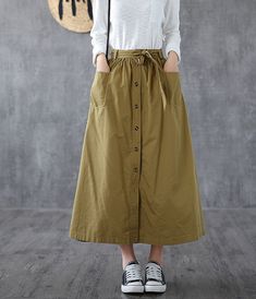 Casual Cotton loose fitting Women's Skirts Skirt Organza, Linen Skirts, Skirts Summer, Simple Skirt, Silver Necklaces Women, Women Skirts, Long Chain Necklace, Organza Fabric, Sweater Chain