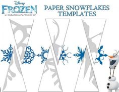 the paper snowflakes are designed to look like characters from disney's frozen world