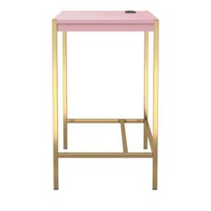 a pink and gold stool on a white background