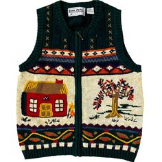 Vintage Nwt Gina Peters Knitted Full Zip Sweater Vest Granny Cottage Core Size Petite Small Womans Vest, Granny Cottage, Petite Knit, Vest Knitted, Vintage Christmas Sweaters, Christmas Sweater Vest, Vest Womens, Crew Neck Cardigan, Boxy Sweater