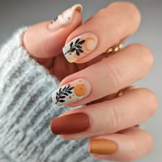 Matte Nails Design, Trendy Nail Design, Manicure Y Pedicure, Fall Nail Designs, Floral Nails